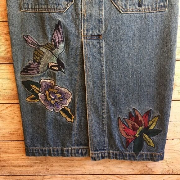 VINTAGE HONEY PUNCH EMBROIDERED JEAN SKIRT‎ - Picture 3 of 9